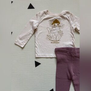Old Navy|Baby girl,toddler Cream Cat Print Top TROUBLE MAKER tee & boho pants•••